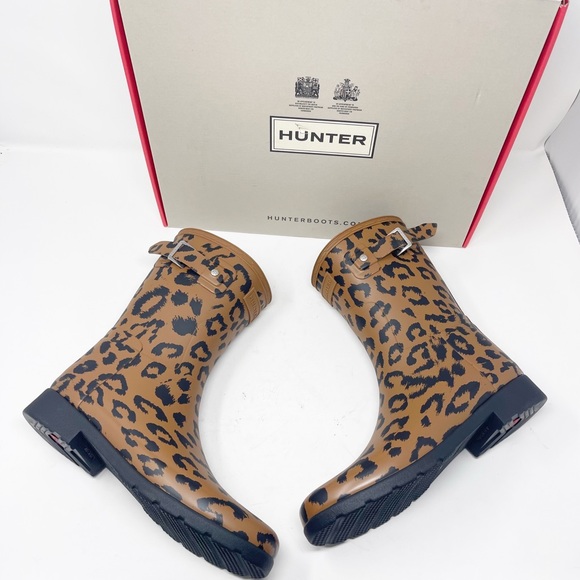 NEW Hunter Original Leopard Print Refined Short Rain Boot Size 10 - Picture 5 of 14
